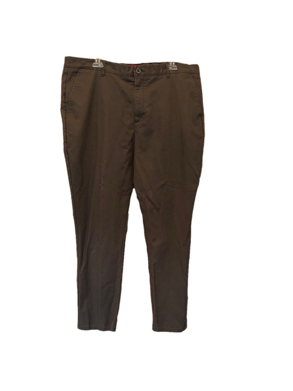 Zanella Men's Cotton Blend Flat Front Dark Grey Chino Dress Pants Size 42x30